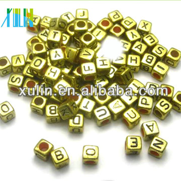 alibaba website Gold jewelry alphabet letter cube beads